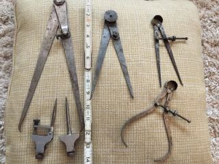 Vintage Machinist Tools Starrett Caliper Gauges Dividers Compass Measuring ☆usa