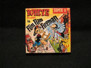 Vtg " Popeye In The Film Flam Fireman " 8mm Cartoon Reel Box 575