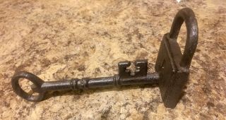 Vintage Antique Metal Key And Lock Hook