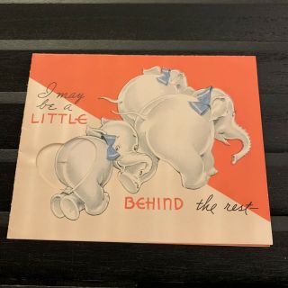 Vintage Greeting Card Valentine Elephants Rust Craft Pinks