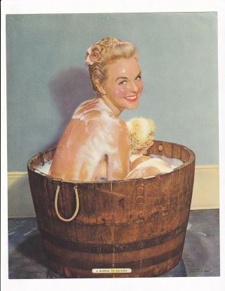 " A Barrel Of Charm " - 1940s Salesman Sample " Pin - Up " Litho Calendar Top