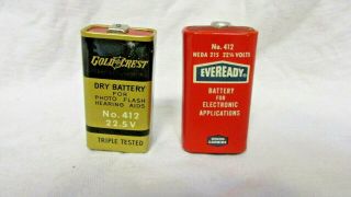 Vintage Eveready & Gold Crest 22 1/2 Volt Batteries Flash Light