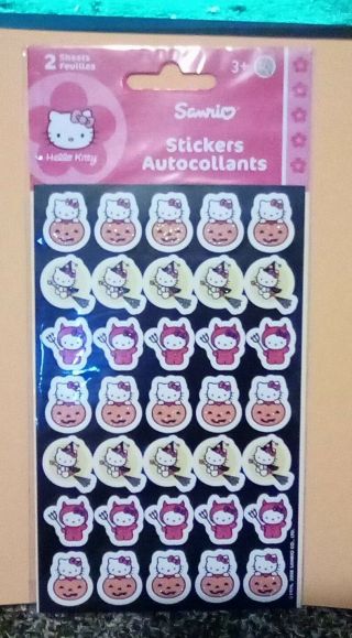 Vintage Sanrio Hello Kitty Glittery Halloween Stickers - 4 " X 6.  5 " Sheet