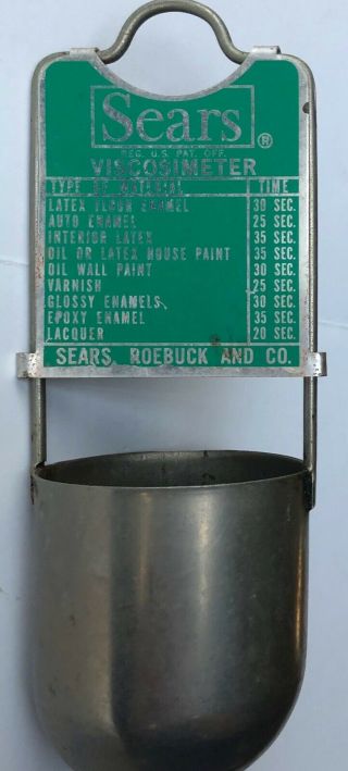 Vintage Sears Roebuck Viscosimeter Paint Tool Green Metal Viscosity Checker