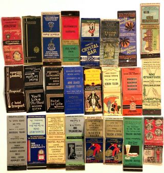 24 Vintage Hotel Matchbook Covers - 1930s 1940s 1950s