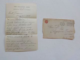 Wwi Letter 1919 Salvation Army Brest France Stationary Ww I Vtg Paper War Ww1