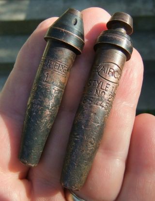Two Vntg Copper Cutting Torch Tips Airco 145 2 0544502 & Purox 1 Acet