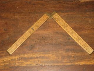 Antique Brass And Wood Rabone Folding 24 Inch Two Foot Rule.  Number 2550. 3