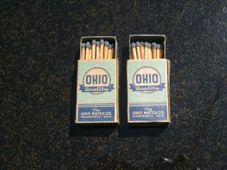 Vintage Ohio Blue Tip Matches Matchboxes (2 Boxes) Ohio Match Co Full Of Matches