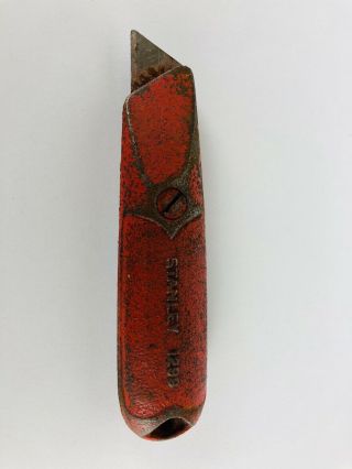 Vintage Stanley 1299 Cast Iron Utility Knife Box Cutter,  Red,  Made In U.  S.  A.