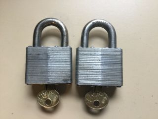 Two Vintage Master Lock Padlock No.  1 With Brass Lion Key
