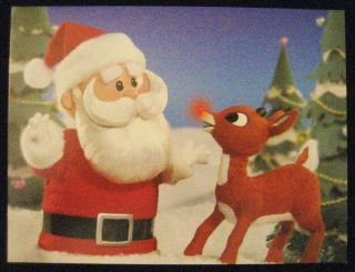 Vintage Christmas Greeting Card Santa Claus & Rudolph The Red - Nosed Reindeer