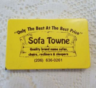 Vintage Advertising Sofa Towne Seattle Wa.  Pocket Size Tape Measure