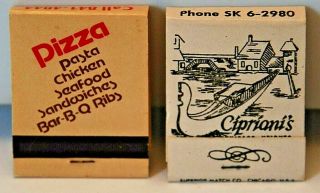 Elvino ' s House of Pizza Cipriani ' s Chicago Heights Dolton IL Matchbook Vintage 2