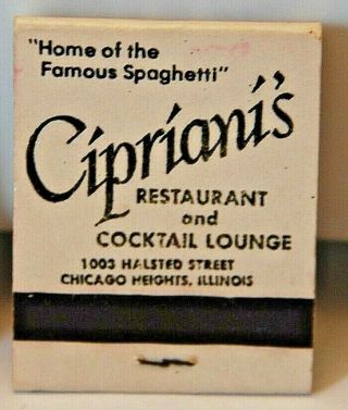 Elvino ' s House of Pizza Cipriani ' s Chicago Heights Dolton IL Matchbook Vintage 3