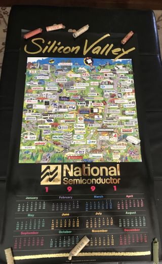 National Semiconductor Silicon Valley Pictorial Poster Calendar 1991 30” X 22”