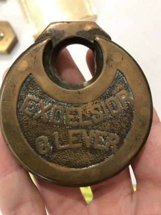 Vintage Antique Excelsior 6 Lever Solid Brass Lock No Key
