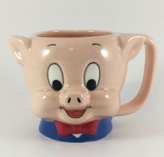 1989 Warner Bros Good Company Looney Tunes Porky Pig Ceramic Coffee Tea Cup Mug