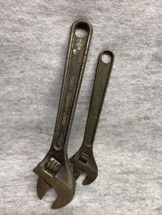 2 PC Vintage Crescent Tool Co.  Adjustable Wrench.  10 
