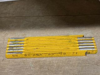 Vintage Folding Measuring Stick - Ruler - 6’,  (72”) Metal & Wood - Made Usa Carpenter