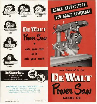 1951 Vintage Brochure Dewalt Model Gr Radial Arm Power Saw