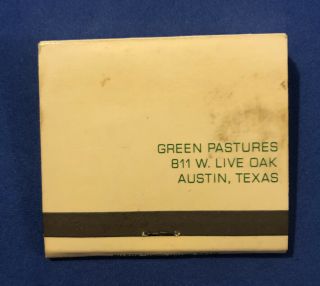Green Pastures Restaurant 811 W Live Oak Austin Texas Matchbook Unstruck Matches 2