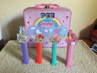 Sanrio Hello Kitty & My Melody Pez Dispensers & Collectible Tin Case