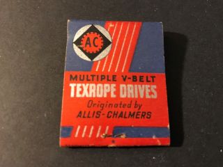 A - C Allis Chalmers Advertising Matchbook Book Of Matches Unstruck Vintage M7