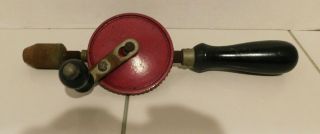 Vintage Stanley No.  122 Eggbeater Hand Drill With Wood Handles