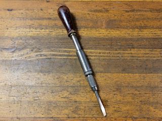Antique Tools Hand Drill Bit Brace • Rare Yankee 30a Spiral Ratchet Push ☆usa