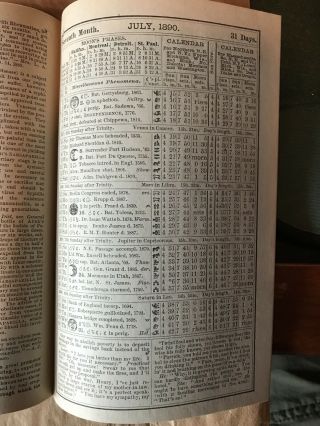 ANTIQUE ALMANAC: Ayer ' s American Almanac 1890 RARE 3