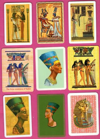 Single Swap Playing Cards Ancient Egyptian Art Old Sculpture Queen Tut Vintage