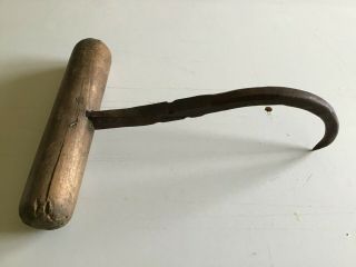 Hay Bale Or Log Hook Cast Iron Wood Handle Farm Tool Stamped Dumont