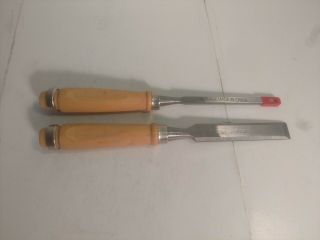 Set Of 2 Wood Chisels 1/4in And 3/4in Wood Handled