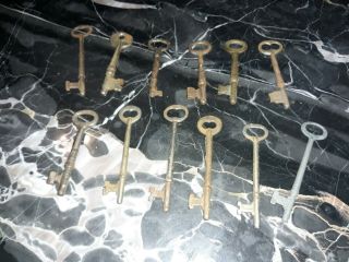 12 Antique Skeleton Keys Jeco Germany Curtis Sargent Unmarked Estate Keys