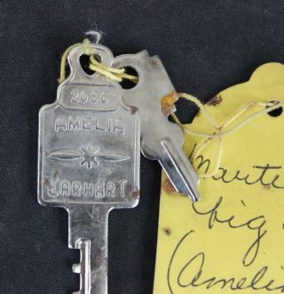 Vintage Amelia Earhart Luggage Key 2086,  W.  F.  Rosenwinkel Tag