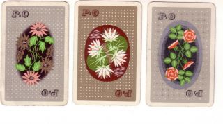3 X Vintage P & O Flower Advertisement = Linen Swap Playing Cards