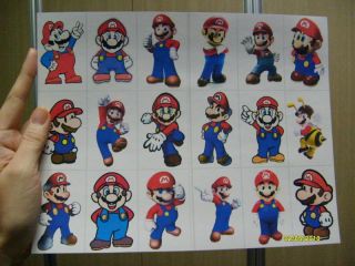 Big Sticker Sheet 18 Mario/peach/toad/luigi/yoshi Etc.  Your Choice