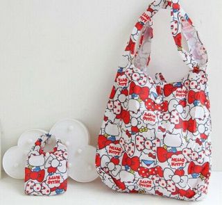 2 In 1 Red Hello Kitty Reusable Shopping Bag Eco Friendly Storage Organizer Home