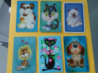 6 Vintage,  Dogs And Cats,  Swap Playing Cards,
