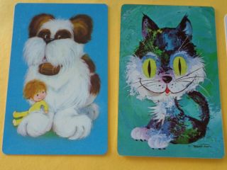 6 VINTAGE,  DOGS AND CATS,  SWAP PLAYING CARDS, 2