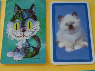 6 VINTAGE,  DOGS AND CATS,  SWAP PLAYING CARDS, 3