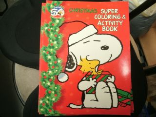 Vintage Peanuts Snoopy Coloring & Activity Book Christmas 50th Celebration