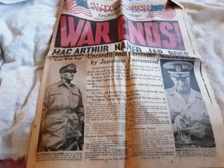 Los Angeles Examiner Newspaper,  War Ends,  August 15,  1945