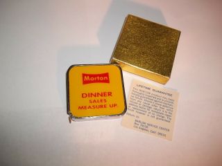 Vintage Tape Measure Advertising Morton Dinner Sales Measure Box Mini