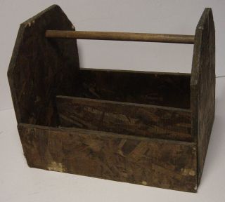 Handmade Wood Tool Box Carpenter Carrying Tote Vtg Primitive Old Divided Garden 2