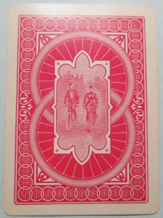 Lady & Man Bicycles Filigree Back Victorian Antique Vtg Wide Swap Playing Card