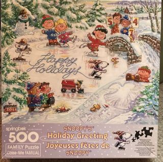 Peanuts Gang Snoopy  " •) Holiday Christmas Springbok 500 Piece Puzzle Complete