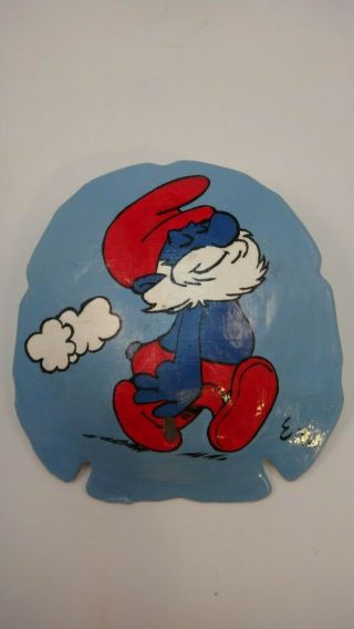 Papa Smurf Painted On A 5 " Sand Dollar