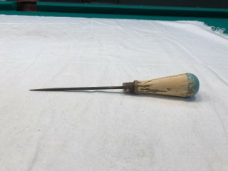 Vintage Ice Pick With Light Blue Wooden Handle,  Distressed,  9 - 1/2 " Length